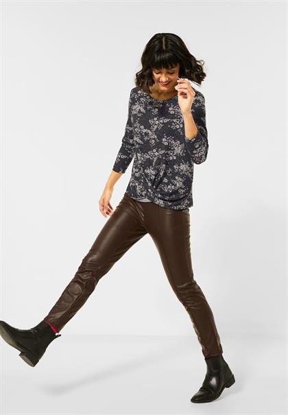 Blumen-Shirt mit Knoten black