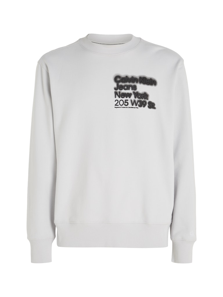 Calvin Klein Jeans Herren Sweatshirt BLURRED ADDRESS LOGO CREW NECK ghost  grey bequem online kaufen bei
