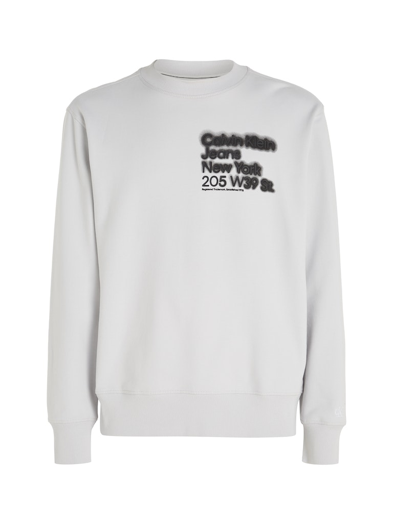 NECK Klein bequem online ADDRESS Calvin grey BLURRED bei ghost CREW Jeans Sweatshirt kaufen Herren LOGO