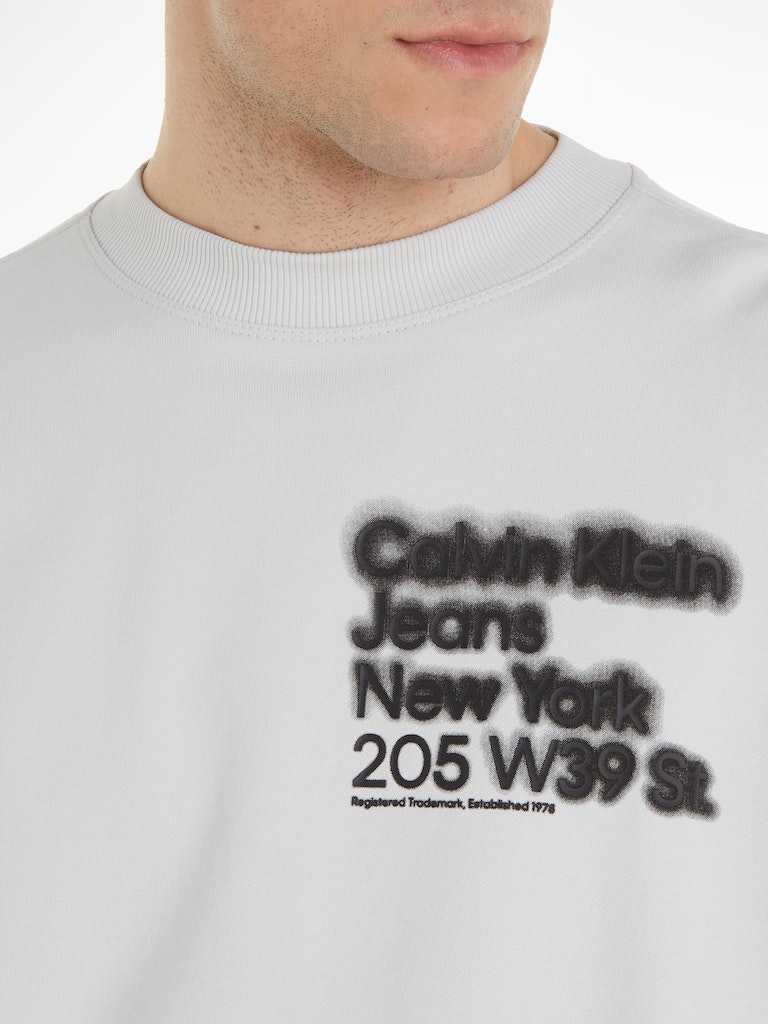 CREW NECK Klein bequem Calvin Sweatshirt BLURRED ADDRESS LOGO Jeans Herren online grey ghost kaufen bei