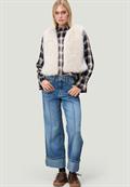Bluse dark bluebeige