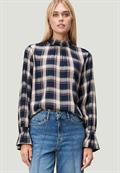 Bluse dark bluebeige