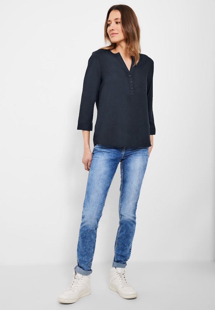 Cecil Damen Langarmbluse Bluse im Tunikastyle deep blue bequem online  kaufen bei