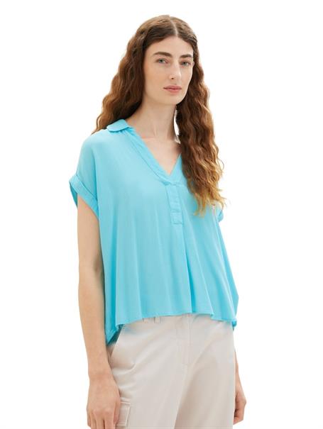 Bluse in Knitteroptik teal radiance