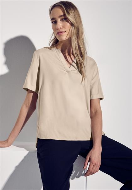 Bluse in Unifarbe cotton beige