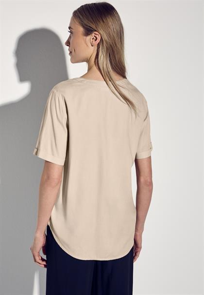 Bluse in Unifarbe cotton beige