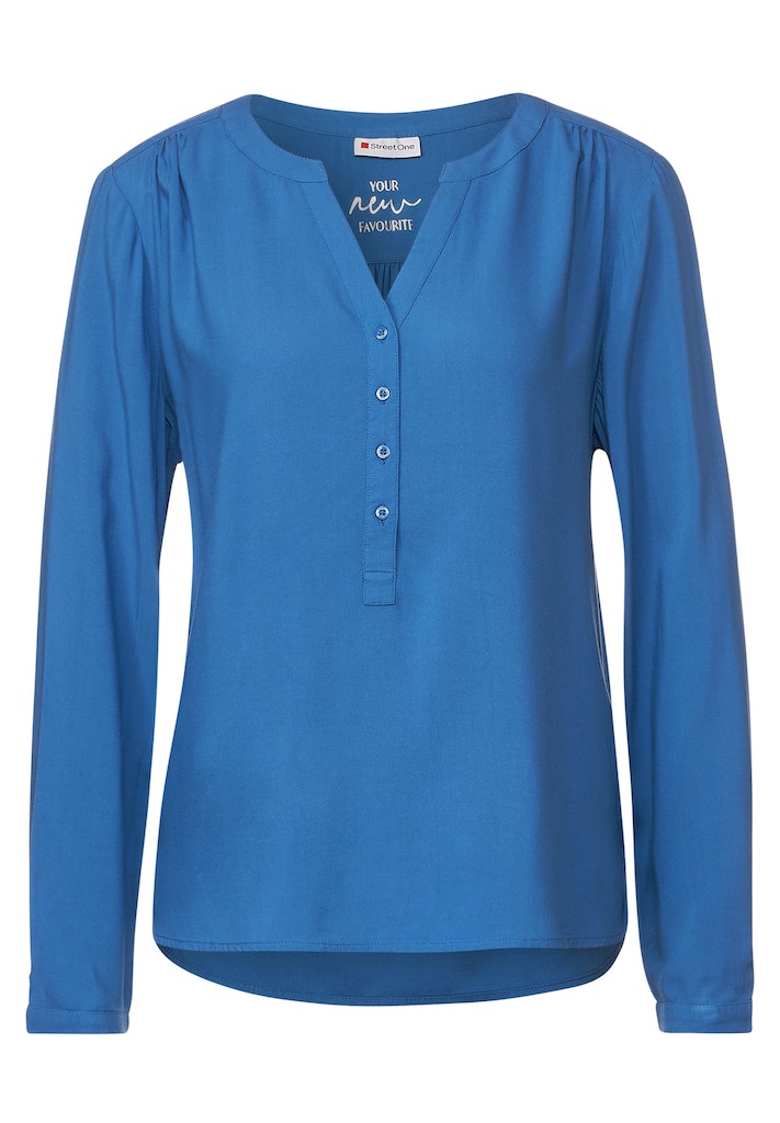 Unifarbe One Damen bequem dahlia kaufen Langarmbluse in blue bei Street Bluse online