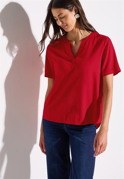 Bluse in Unifarbe glory red