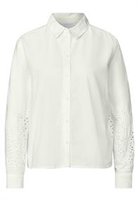 Bluse mit bestickten Ärmeln off white