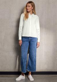 Bluse mit bestickten Ärmeln off white