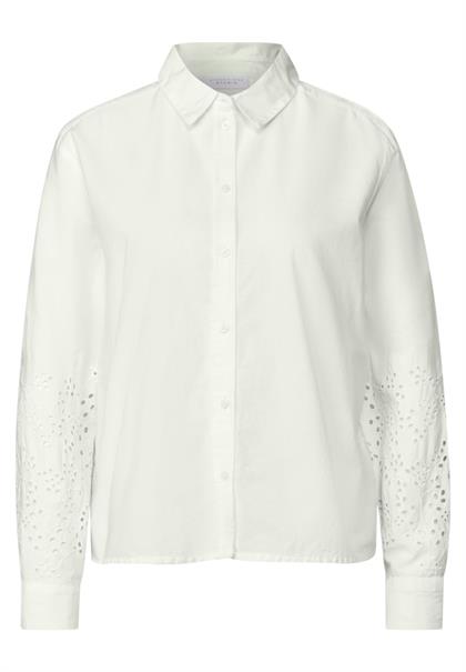 Bluse mit bestickten Ärmeln off white