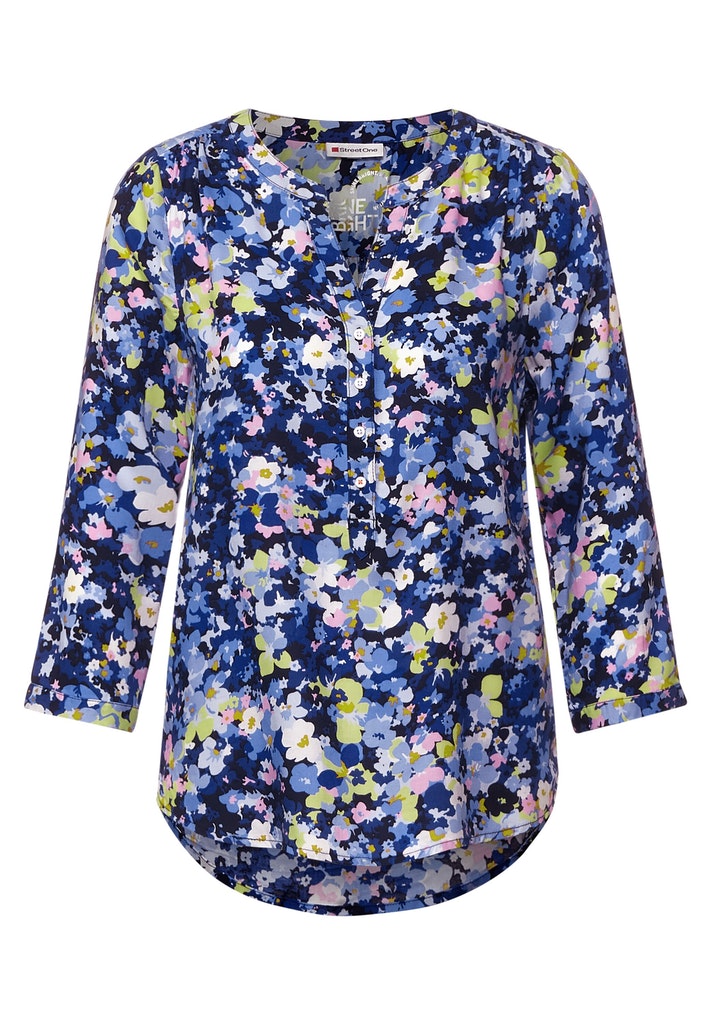 Street One Damen Langarmbluse grand Bluse Muster online Blumen blue bequem bei kaufen mit