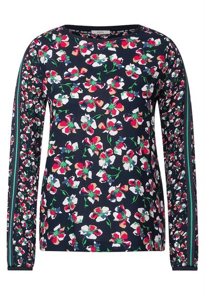 Bluse mit Blumen Printmix deep blue
