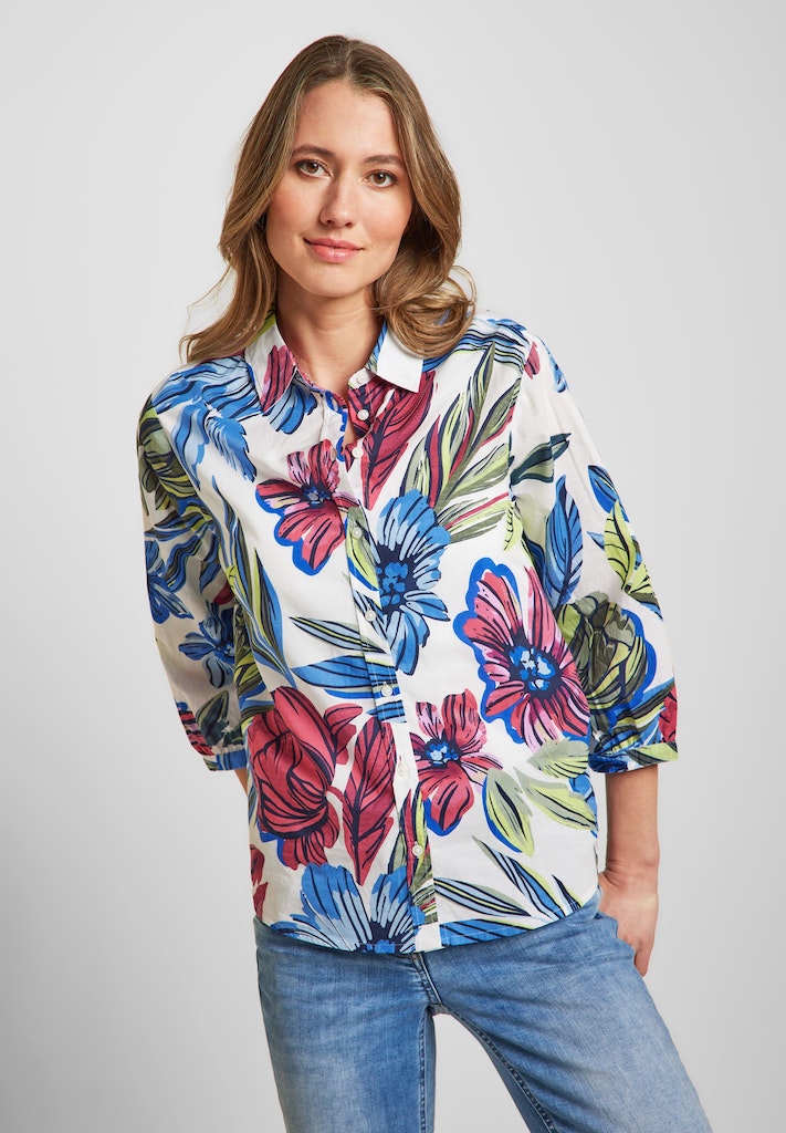 kaufen Bluse white vanilla Cecil Langarmbluse Damen bequem online bei Blumenprint mit