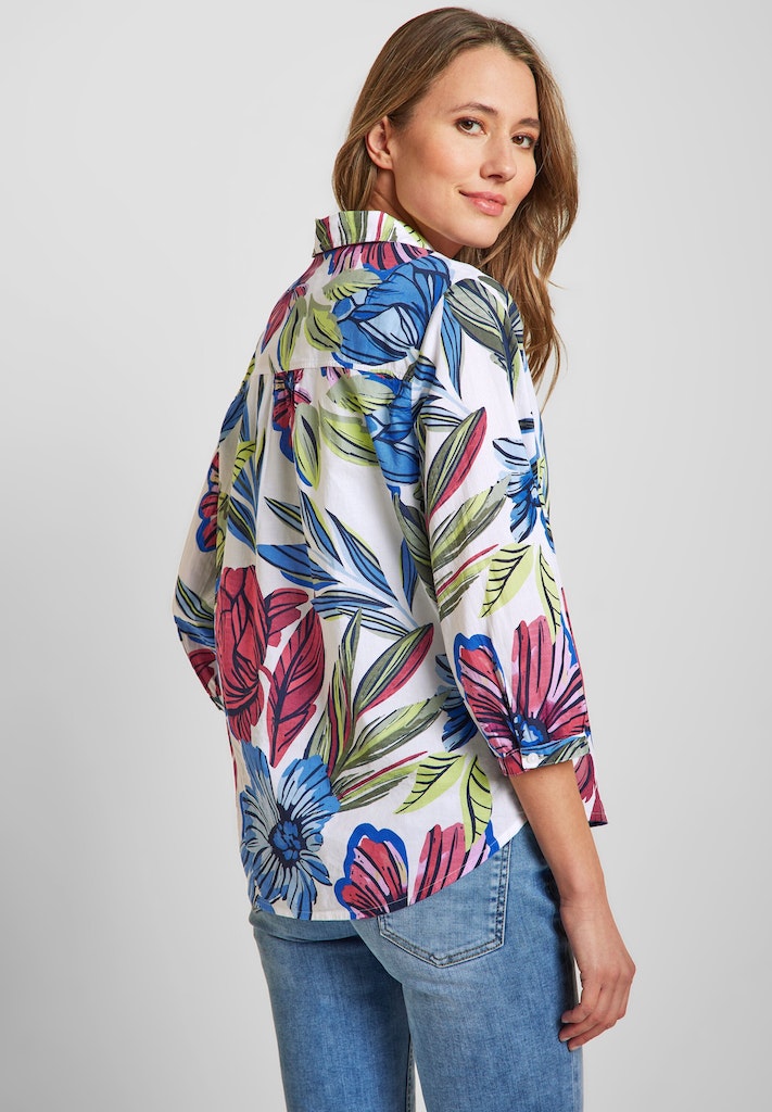 Cecil Damen Langarmbluse Bluse bequem kaufen white bei Blumenprint vanilla online mit