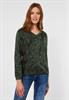 Bluse mit Blätter Print deep pine green