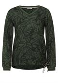 Bluse mit Blätter Print deep pine green