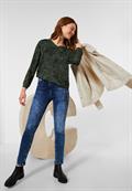 Bluse mit Blätter Print deep pine green