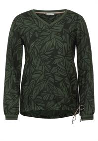 Bluse mit Blätter Print deep pine green