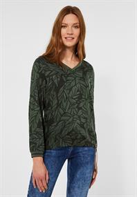 Bluse mit Blätter Print deep pine green