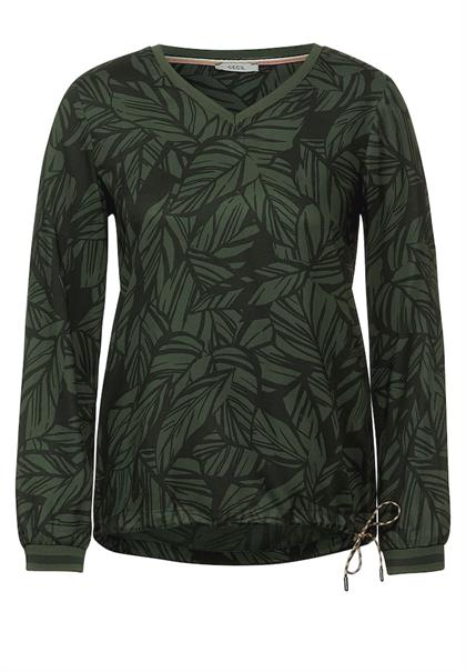 Bluse mit Blätter Print deep pine green
