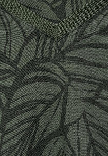 Bluse mit Blätter Print deep pine green