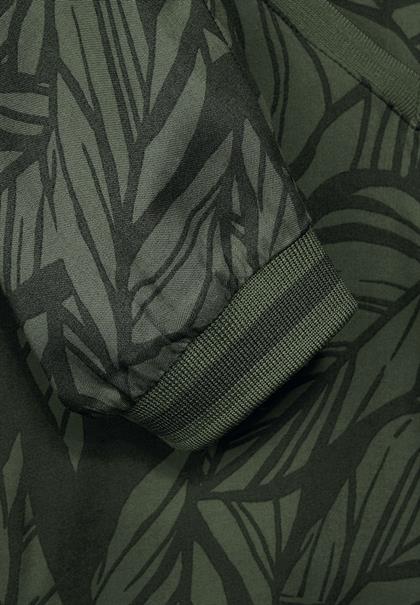 Bluse mit Blätter Print deep pine green