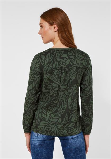 Bluse mit Blätter Print deep pine green