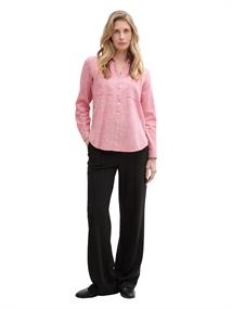 Bluse mit Brusttaschen berry red