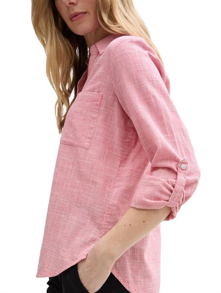 Bluse mit Brusttaschen berry red