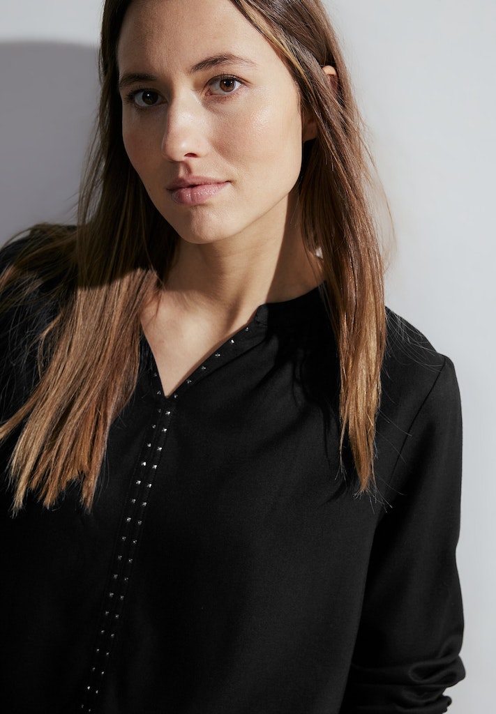 Cecil Damen Langarmbluse Bluse mit black bei kaufen Dekosteinen bequem online