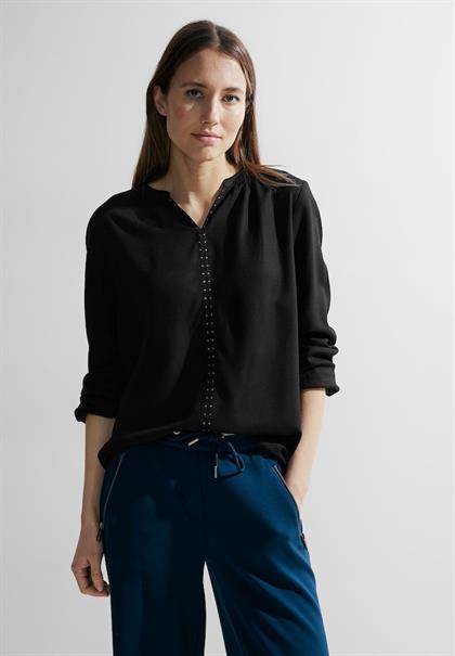 Bluse mit Dekosteinen black