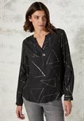 Bluse mit Folienprint black melange