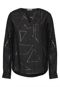 Bluse mit Folienprint black melange
