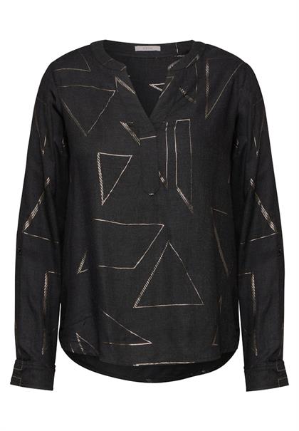 Bluse mit Folienprint black melange