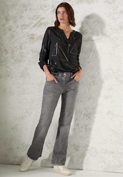 Bluse mit Folienprint black melange