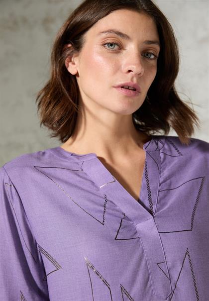 Bluse mit Folienprint gentle lilac melange
