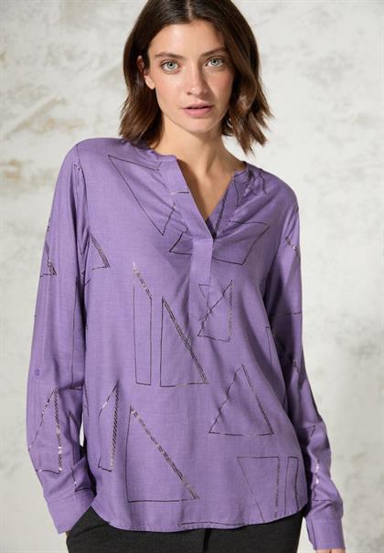 Bluse mit Folienprint gentle lilac melange