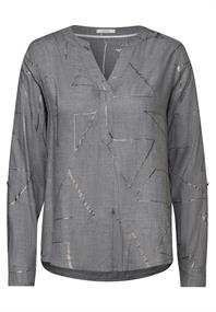 Bluse mit Folienprint platinum grey mel.