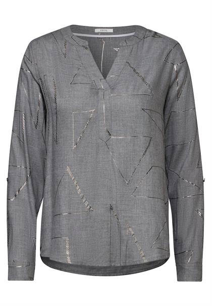 Bluse mit Folienprint platinum grey mel.