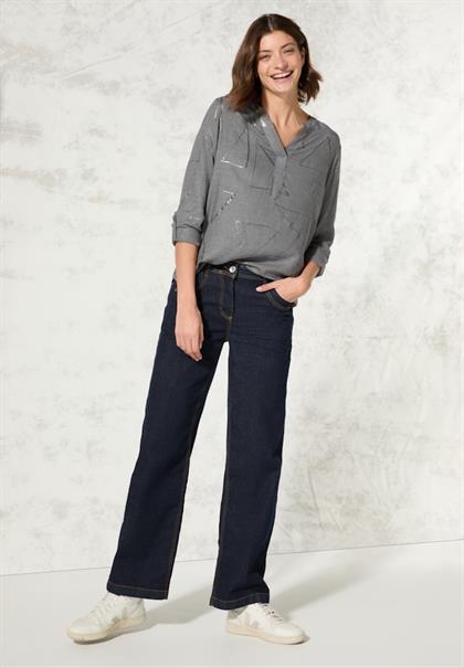 Bluse mit Folienprint platinum grey mel.