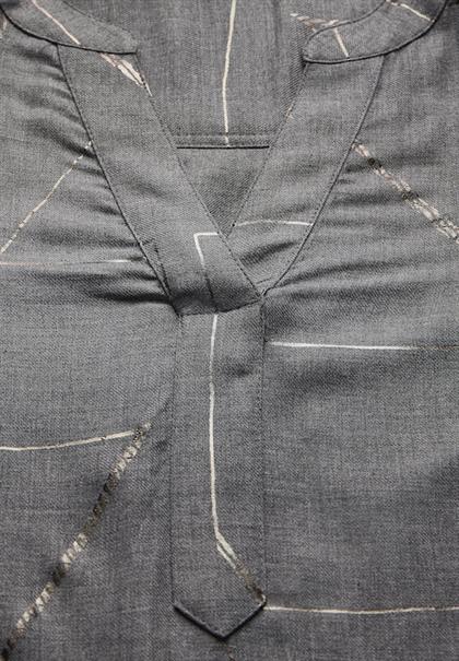 Bluse mit Folienprint platinum grey mel.