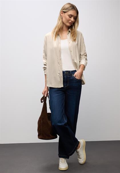 Bluse mit Gallonstreifen morning beige mel.