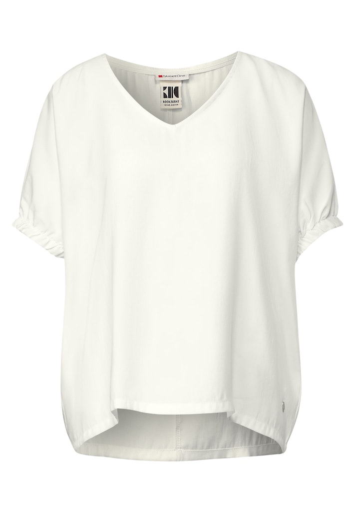 Street One Damen Halbarmbluse Bluse mit gerafftem Halbarm off white bequem  online kaufen bei
