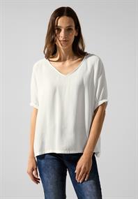 Bluse mit gerafftem Halbarm off white