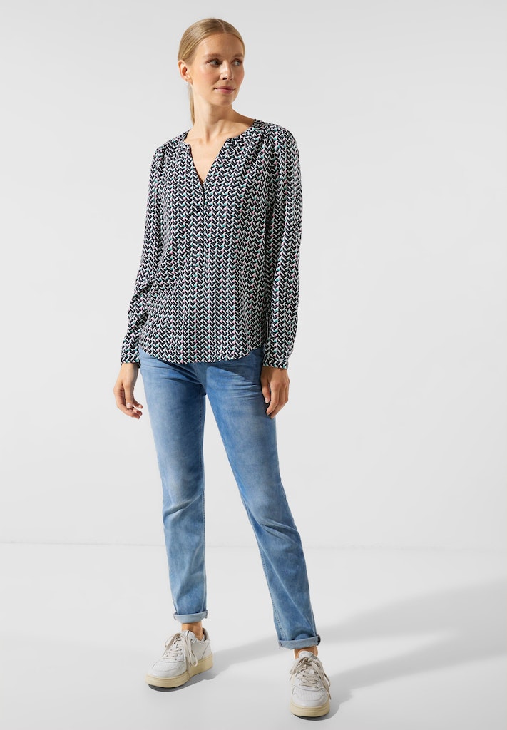 Street One Damen kaufen bei grafischem lilac Langarmbluse Muster mit Bluse online meta bequem