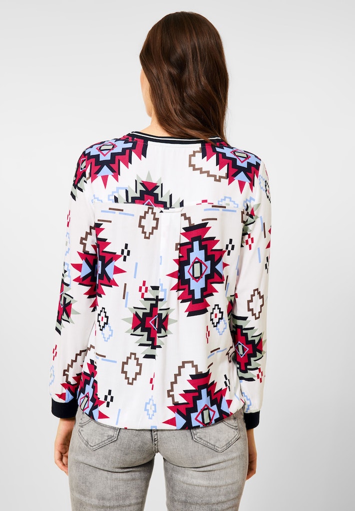 Cecil Damen Langarmbluse Bluse mit grafischem Print vanilla white bequem  online kaufen bei