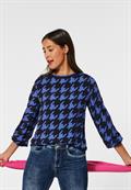 Bluse mit Hahnentrittprint mighty blue