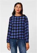 Bluse mit Hahnentrittprint mighty blue
