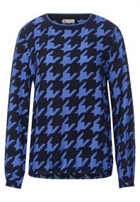 Bluse mit Hahnentrittprint mighty blue